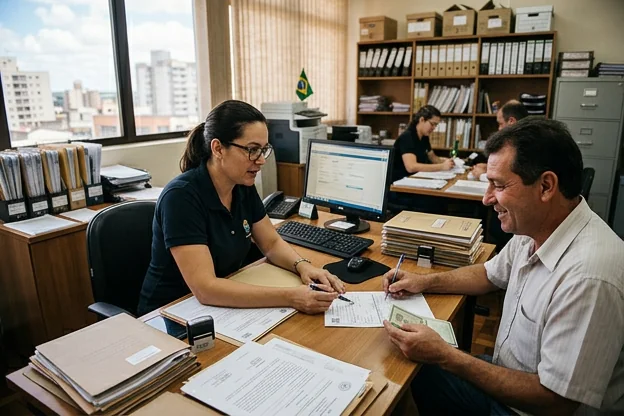 Pessoas conversando com profissional de despachante em Uruguaiana.